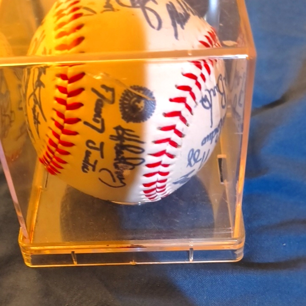 Autographed Baseball in Display Case Cleveland Indians